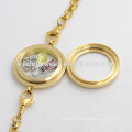 Fashion stainless steel floating locket charms bracelet, pearl chain bracelet